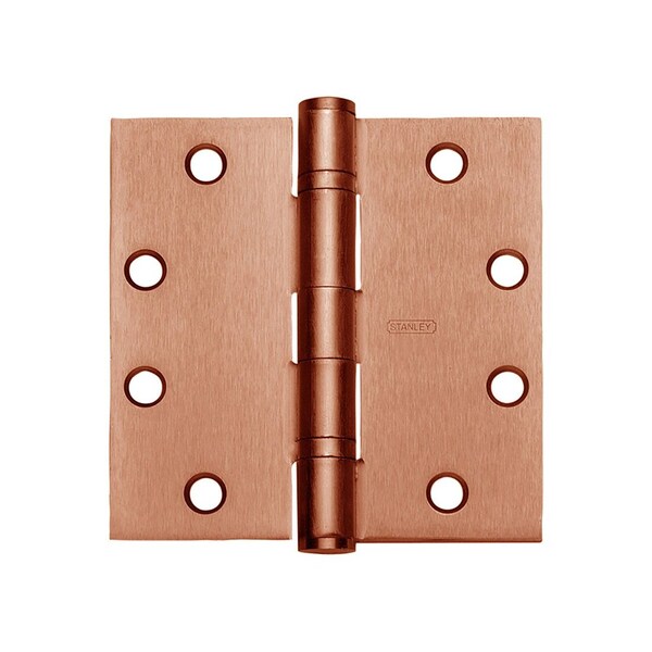 Stanley Security Five Knuckle Ball Bearing Hinge, Steel, 4 1/2in x 4 1/2in, Square Corner, Satin Bronze Clear Coated FBB179NRP 4-1/2X4-1/2 10 - main