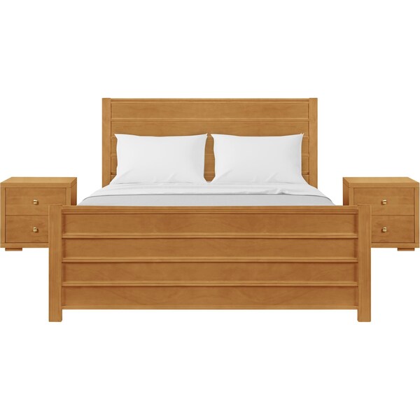 Homeroots Three Piece Oak Solid Wood Bedroom Set 523698 - main