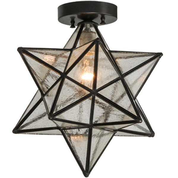 Meyda 12 in. Moravian Star Clear Seedy Flushmount, 21840 Glass Craftsman Brown 150958 - main