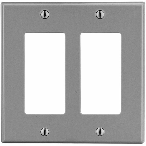 Hubbell Wiring Device-Kellems Rocker Wall Plate, Number of Gangs: 2 Plastic, Satin Finish, Graphite P262GY - main