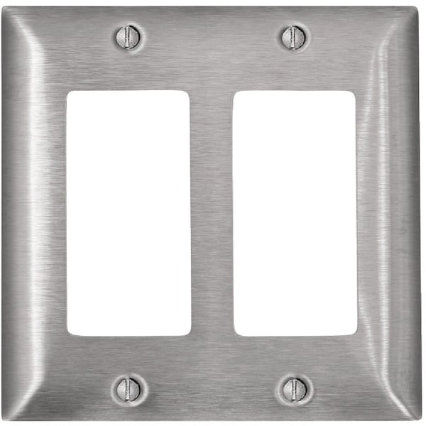 Leviton Decora 2-Gang Stainless Steel Rocker Magnetic C-Series Decorator Wall Plate Stainless Steel R50-SL262-000 - main