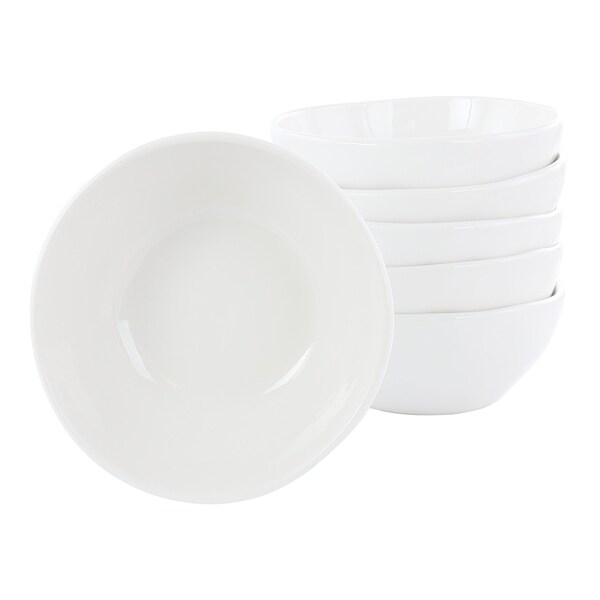 Our Table Simply White 6 Piece 6.25 Inch Organic Texture Porcelain Cereal Bowl Set 133014.01 - main