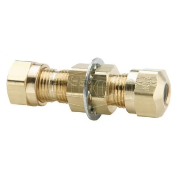 Dixon Air Brake Bulkhead Union, 1/2 in x 11/16-20, Tube x Straight Thread, Brass, Domestic 62NBH8 - main