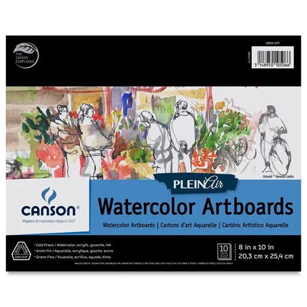 Canson Artist Series Montval Plein Air Watercolor Board, Foldover Binding, 10 Sheet, 8x10 inch C400061697 - main