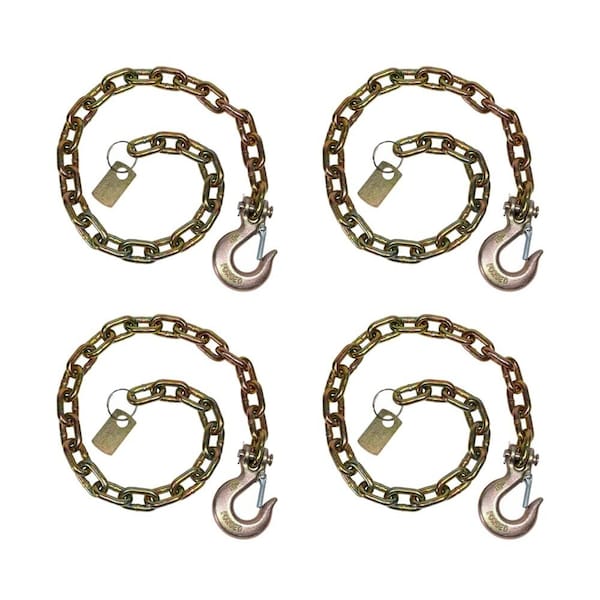 Mytee Products Trailer Safety Chain 5/16 inx36 in w/ Clevis Slip Hook Latch 4700 LBS WLL G70, 4PK SC-51636x4 - main
