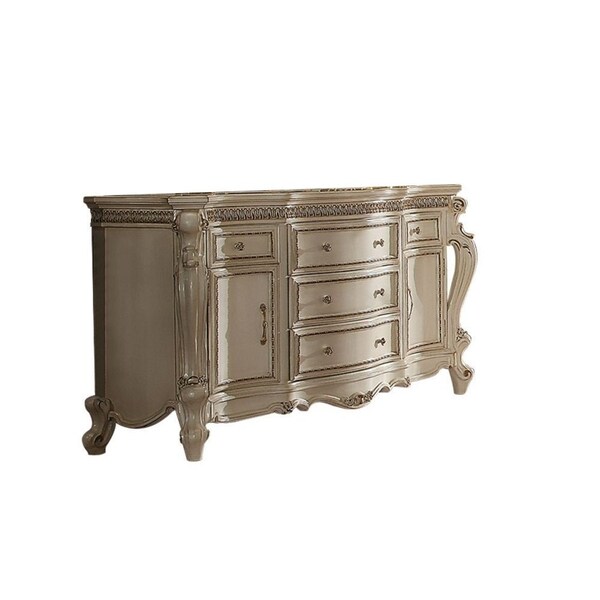 Homeroots 69" Pearl Solid and Manufactured Wood Five Drawer Triple Dresser 490477 - main