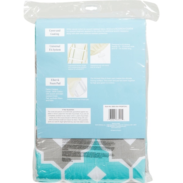 Whitmor Reversible Ironing Board Cover/Pad - Paragon Turquoise & Gray 6880-834-PRGNTQPL - main