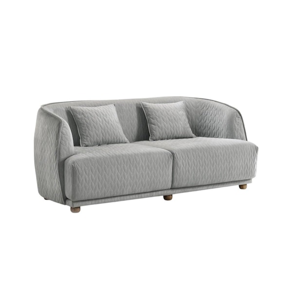 Homeroots Modern 68in Light Gray Curved Back Quilted Loveseat 480893 - main