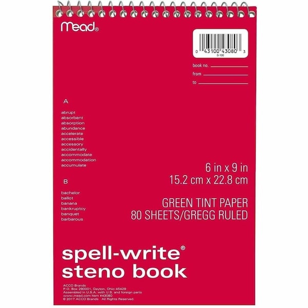 Mead SpellWrite Steno Book, Assorted MEA43080 - main
