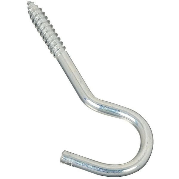 National Hardware 2156BC Series Screw Hook, 1/4 in Opening, 4-1/4 in L, Steel, Zinc N220-863 - main