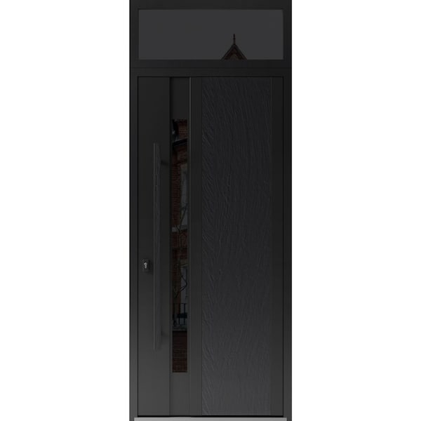 Vdomdoors Steel Door Dekton 0163 Ardesia Nero Top Exterior Window Sidelite Entry Door Painted W36xH80+16 Righ DEKTON0163EXD-ARD-W36xH80+16-RH-I - main