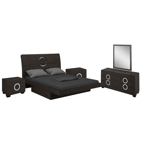 Homeroots Four Piece Gray Solid Wood Bedroom Set With Mirror 343930 - main