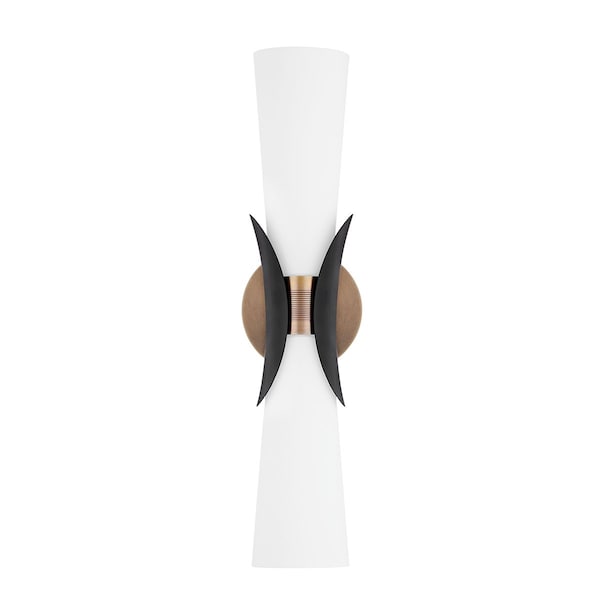 Troy Lighting Muncie 2 Light Wall Sconce 5 In. Patina Brass/Soft Black B2102-PBR/SBK - main