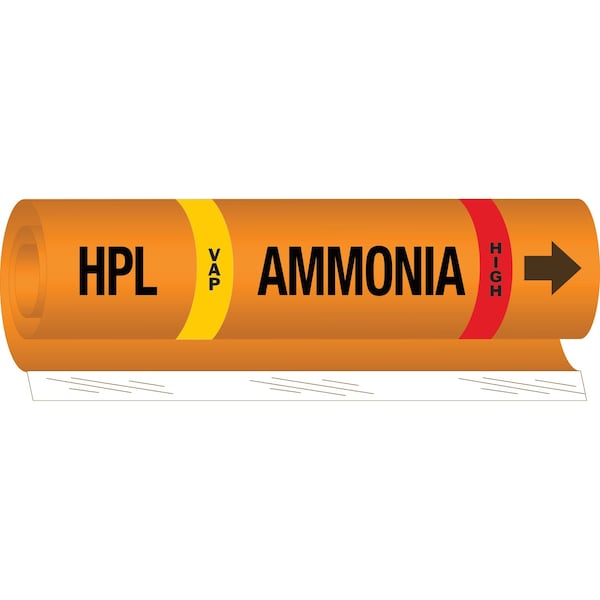 Brady HPL LIQ AMMONIA HIGH Pipe Marker, 9in H x 8in W, Fits Pipes 1.5in Dia. Thru 2.375in Dia. 145797 - main