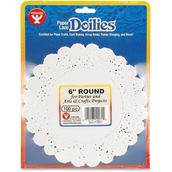 Hygloss Products Round Paper Lace Doilies, White, 6in, PK300 10061 - main