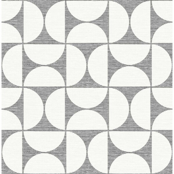 Brewster Deedee Black Geometric Faux Grasscloth Wallpaper 2904-25672 - main