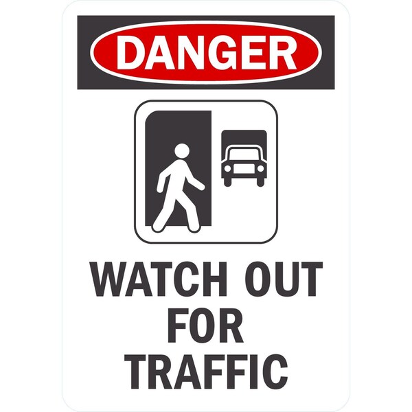 Lyle Danger Watch Out For Traffic (W/ Graphic), 7x10, Non-Reflective, White G-17148-NA_7x10 - main