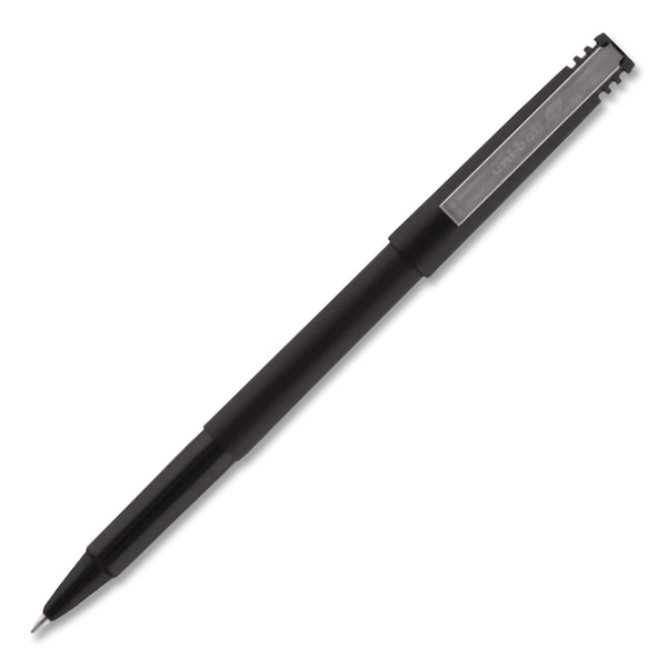 Uni-Ball Rollerball Pen, Stick, Micro 0.5 mm, Black Ink, Black Barrel 60151 - main