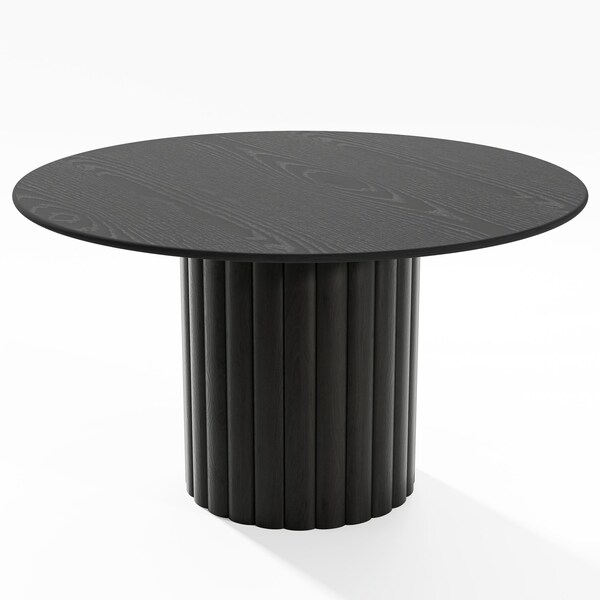 Homeroots 52" Black Solid Wood Pedestal Base Round Top Dining Table 721031 - main