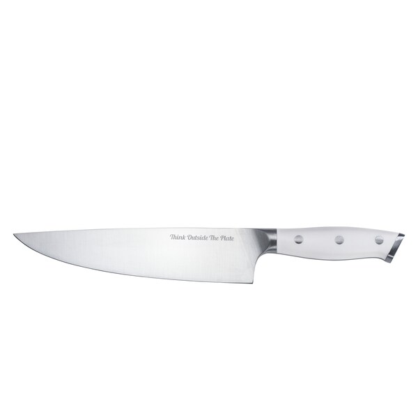 Think Outside The Plate 8'' Chef Knife with Wood Box, Stainless Steel Blade, White TOTP-CK-2W - main