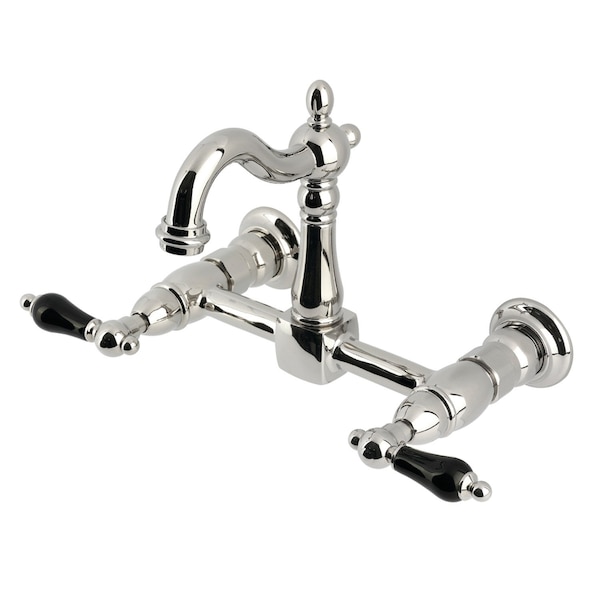 Kingston Brass Two-Handle Wall Mount Bridge Kitchen Faucet, Polished Nickel KS2446PKL - main