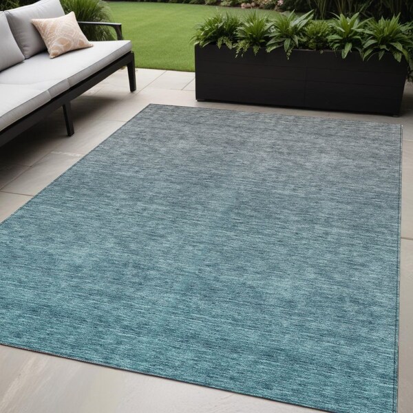 Homeroots 5' X 8' Teal Blue Gray And Charcoal Ombre Washable Indoor Outdoor Area Rug 588577 - main