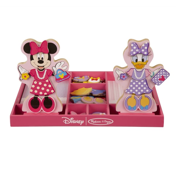 Melissa & Doug Disney Minnie & Daisy Deluxe Wooden Magnetic Dress-Up Play Set 51302 - main