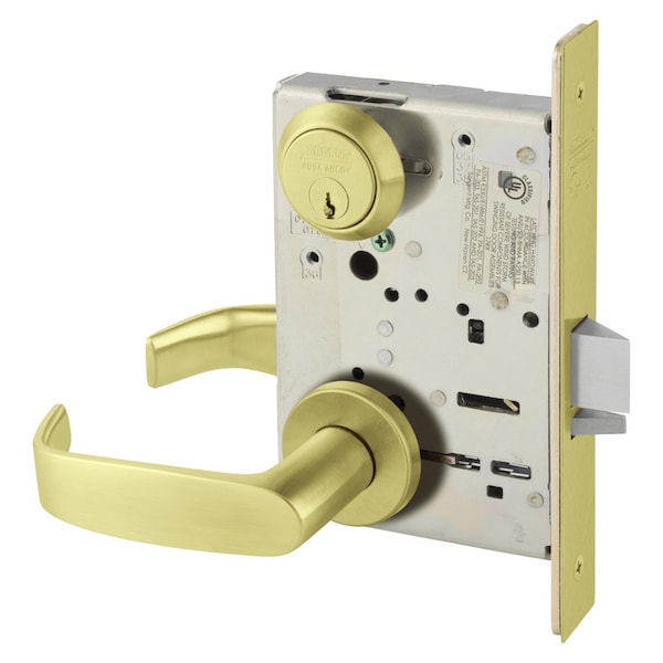 Sargent Grade 1 Storeroom or Closet Mortise Lock, L - Lever, LN - Rose, Satin Brass 8204 LNL 4 - main