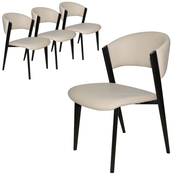Leisuremod Aspen Collection Modern Dining Chair Black Frame in Light Grey, 4PK ACBL51LGR4 - main