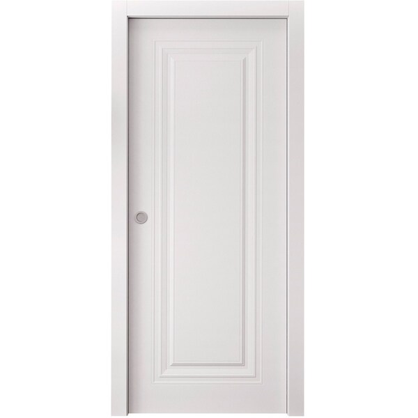 Sartodoors Sliding Pocket Door 32 x 84 inches, BASIC 9111 White, Kit Rail Hardware, Solid Wood Interior Bedr BASIC9111PD-SKIN-3284 - main