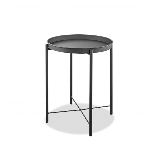 Homeroots 21" Gray Aluminum Round End Table 372277 - main