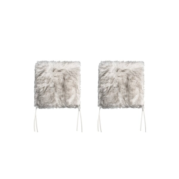 Homeroots Set Of Two 17" X 17" Ombre Grey Faux Fur Dining Chair Cushion Pads 476610 - main