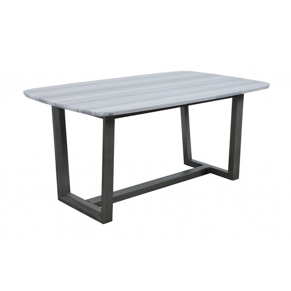 Homeroots 40" X 72" X 30" Marble Gray Oak Wood Marble Dining Table 347363 - main