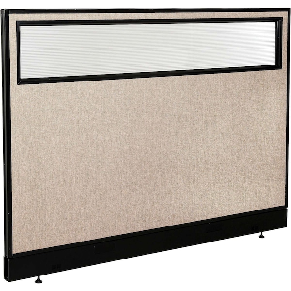 Global Industrial Interion Office Partition Panel with Partial Window and Raceway, 60-1/4"W x 46"H, Tan 694756WNTN - main