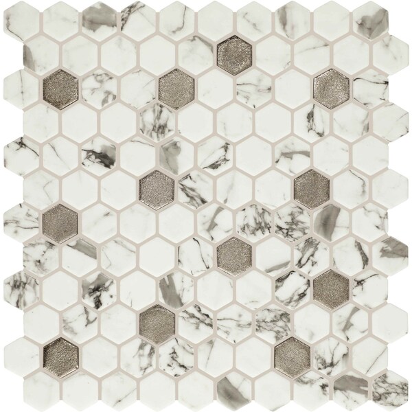 Daltile Uptown Glass 1in Hexagon Mosaic, 16.92 SQFT Per Carton, 18PK UP281HEXMS1P - main