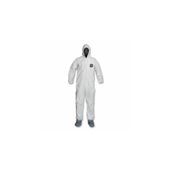Dupont ProShield 50 Hooded Coveralls w/Attached Boots and Elastic Wrists, White, Med, 25PK 251-NB122SWHMD002500 - main