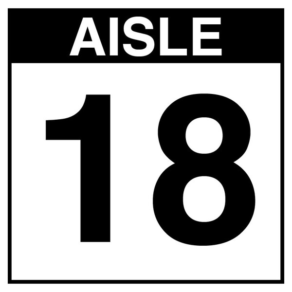 5S Supplies Warehouse Aisle 18 Sign - 8in x 8in - SINGLE - BRKT - PVC AISLE18-8X8-SINGLE-BRKT - main