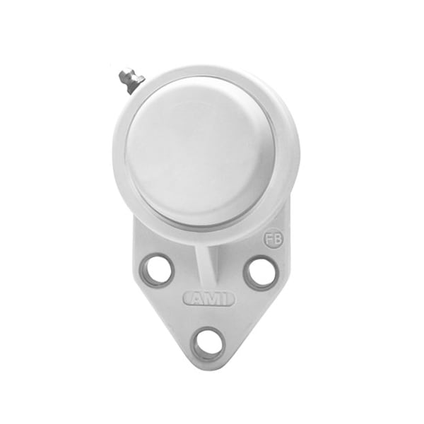 Ami Bearings SINGLE ROW BALL BEARING - 20MM ZINC WIDE SET SCREW WHITE 3-BOLT FLANGE CLS COV UCFBL204MZ2CEW - main