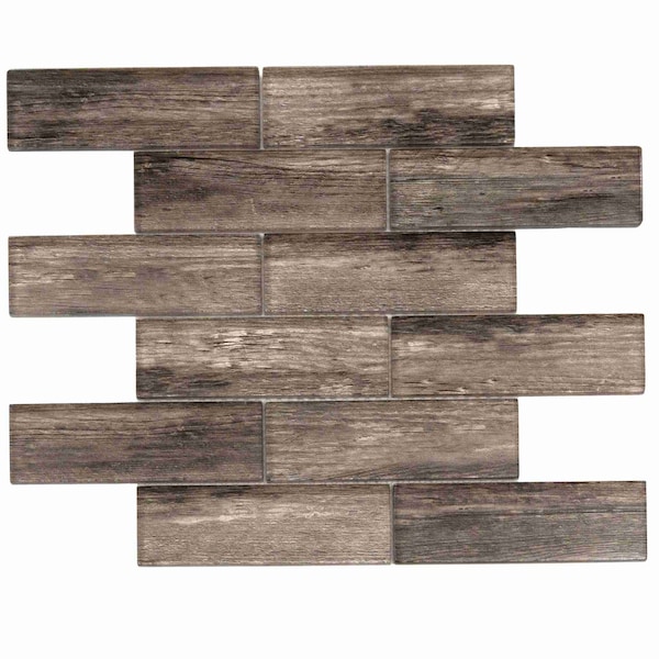 Apollo Tile Brown 11.8 in x 11.8 in Glass Glossy Floor and Wall Subway 4.83 sqft/case, 5PK APLSRA8805A - main