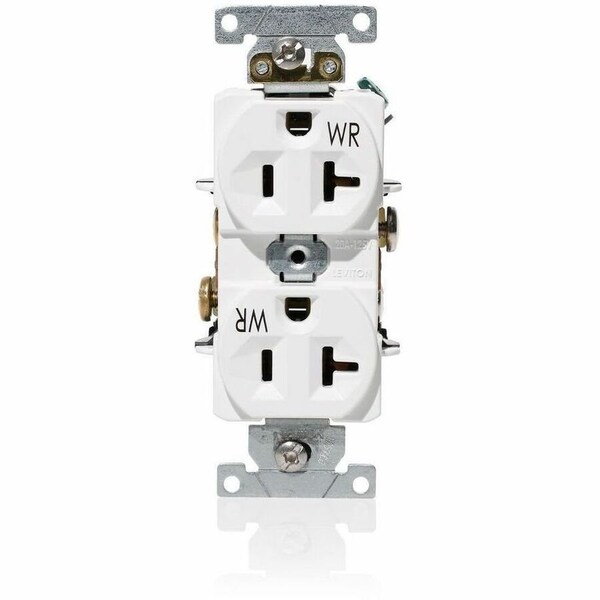 Leviton Straight Blade Receptacle, 5-20R, 20 A, 125V AC, 2 Pole, 3 Wire, Flush Mount, Grounded WBR20-W - main