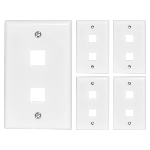 Newhouse Hardware 2-Port Wall Plate White, 5PK QP2-WH-05 - main