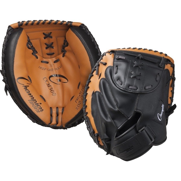Champion Sports Catcher's Mitt, Synthetic, Black; Brown ccm300 - main