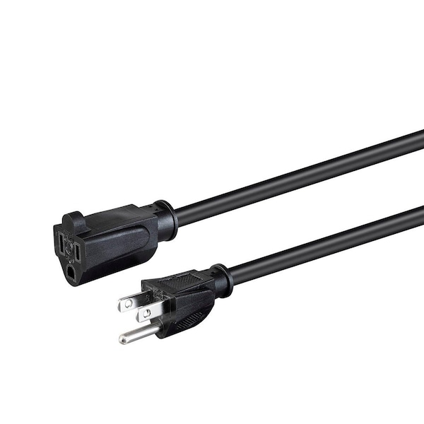 Monoprice SJTW Extension Cord, 14 AWG, Indoor, 14/3, 1 Outlets, 5-15R, Black, 5-15P, 15 ft 35049 - main