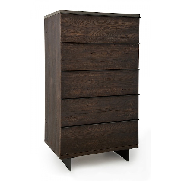Homeroots 32in Dark Brown Solid Wood Frame Accent Chest With Five Drawers 473066 - main