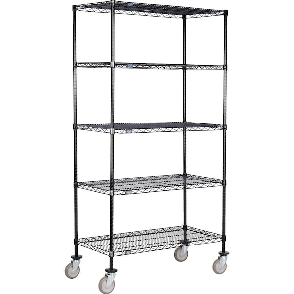 Global Industrial Nexel 5 Shelf Truck, Black Epoxy, 30"W x 21"D x 69"H, Polyurethane Swivel Casters B3157305 - main