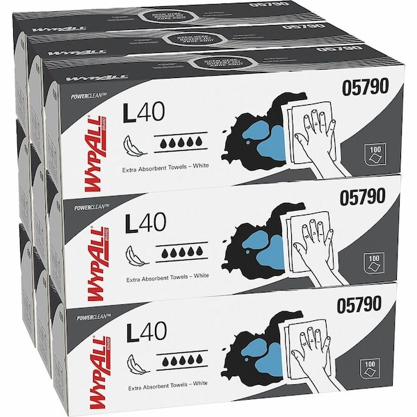 Wypall WypAll L40 Disposable Towels 05790 Pop-Up White 9 100 05790 - main