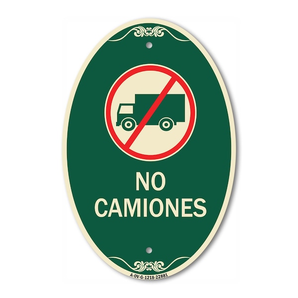 Signmission Spanish Traffic Sign No Camiones No Trucks , 12 In X 18 In Architectural, Heavy Gauge Aluminum A-OV-G-1218-22881 - main