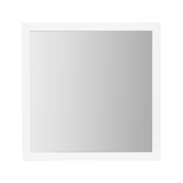Homeroots 40" White Wood Square Dresser Mount Framed Mirror 564634 - main