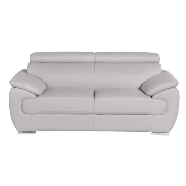 Homeroots 69in Light Gray and Silver Leather Loveseat 720579 - main