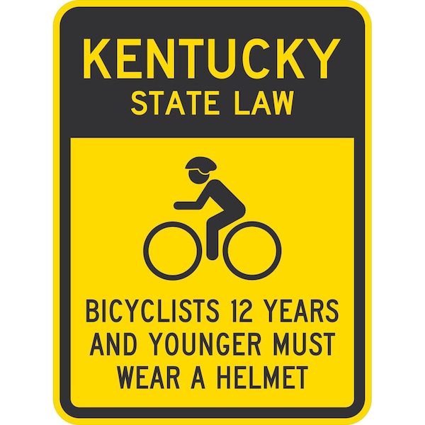 Lyle Bicyclists 12 Years and Younger Must Wear A Helmet, 18x24, High Intensity Prismatic, Yellow G-10503-HI_18x24 - main